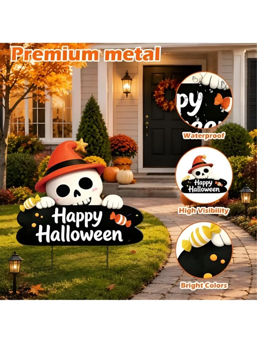 Metal Halloween Yard Stake Skeleton Outdoor Decorations